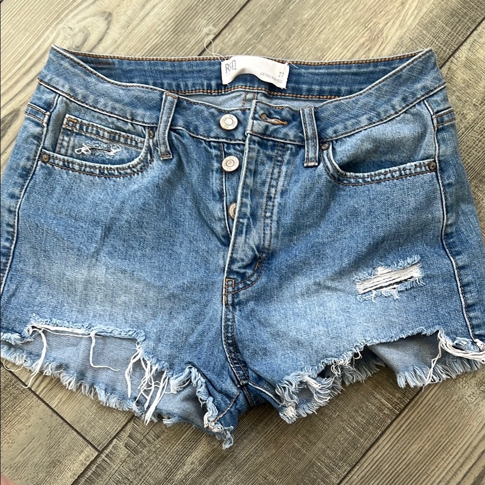 RSQ Blue Jean Shorts Distressed Frayed Hem